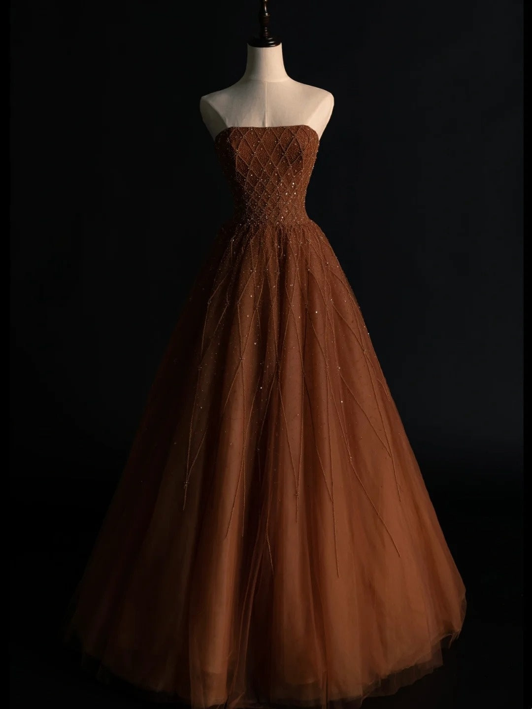 Vintage Ball Gown Strapless Tulle 1950s With Beaded Gems Long Prom Dresses Party Dress 18th Birthday Outfits N947