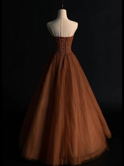 Vintage Ball Gown Strapless Tulle 1950s With Beaded Gems Long Prom Dresses Party Dress 18th Birthday Outfits N947