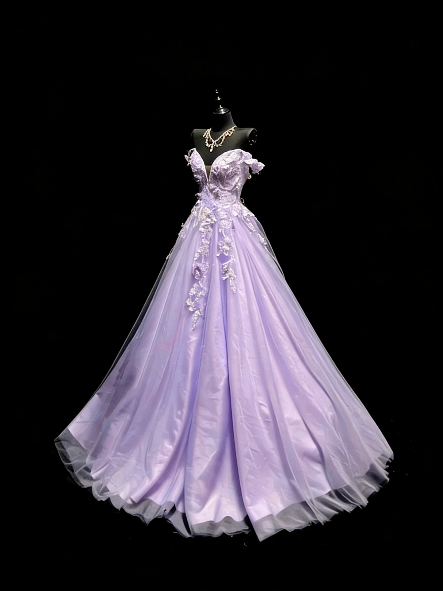 Princess Ball Gown Off The Shoulder Lilac Tulle Long Prom Dresses Evening Outfits Formal Dress N966