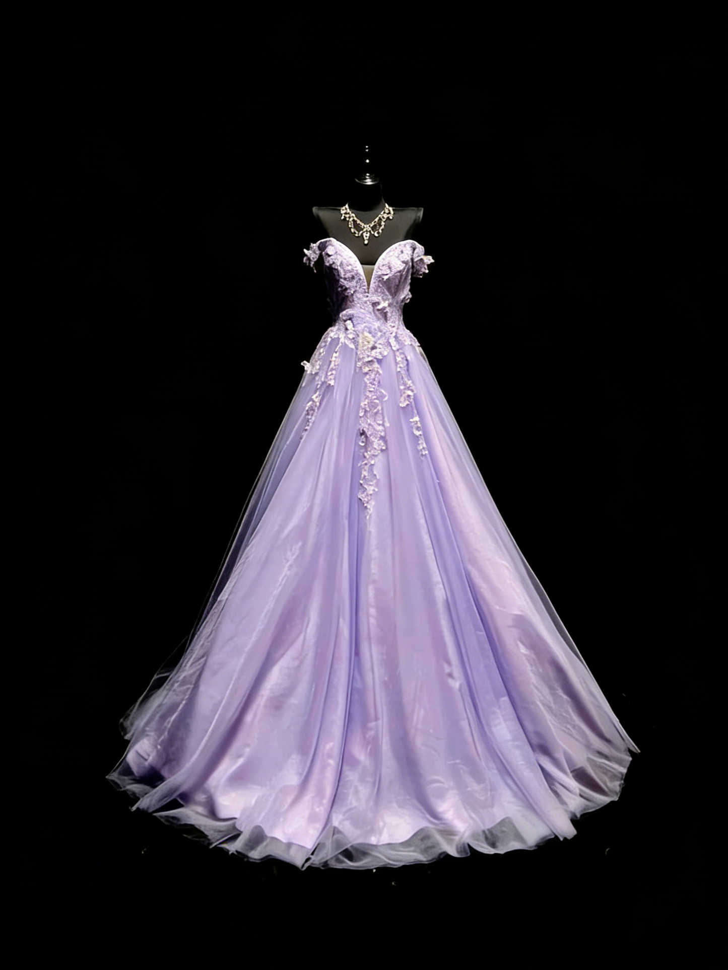 Princess Ball Gown Off The Shoulder Lilac Tulle Long Prom Dresses Evening Outfits Formal Dress N966
