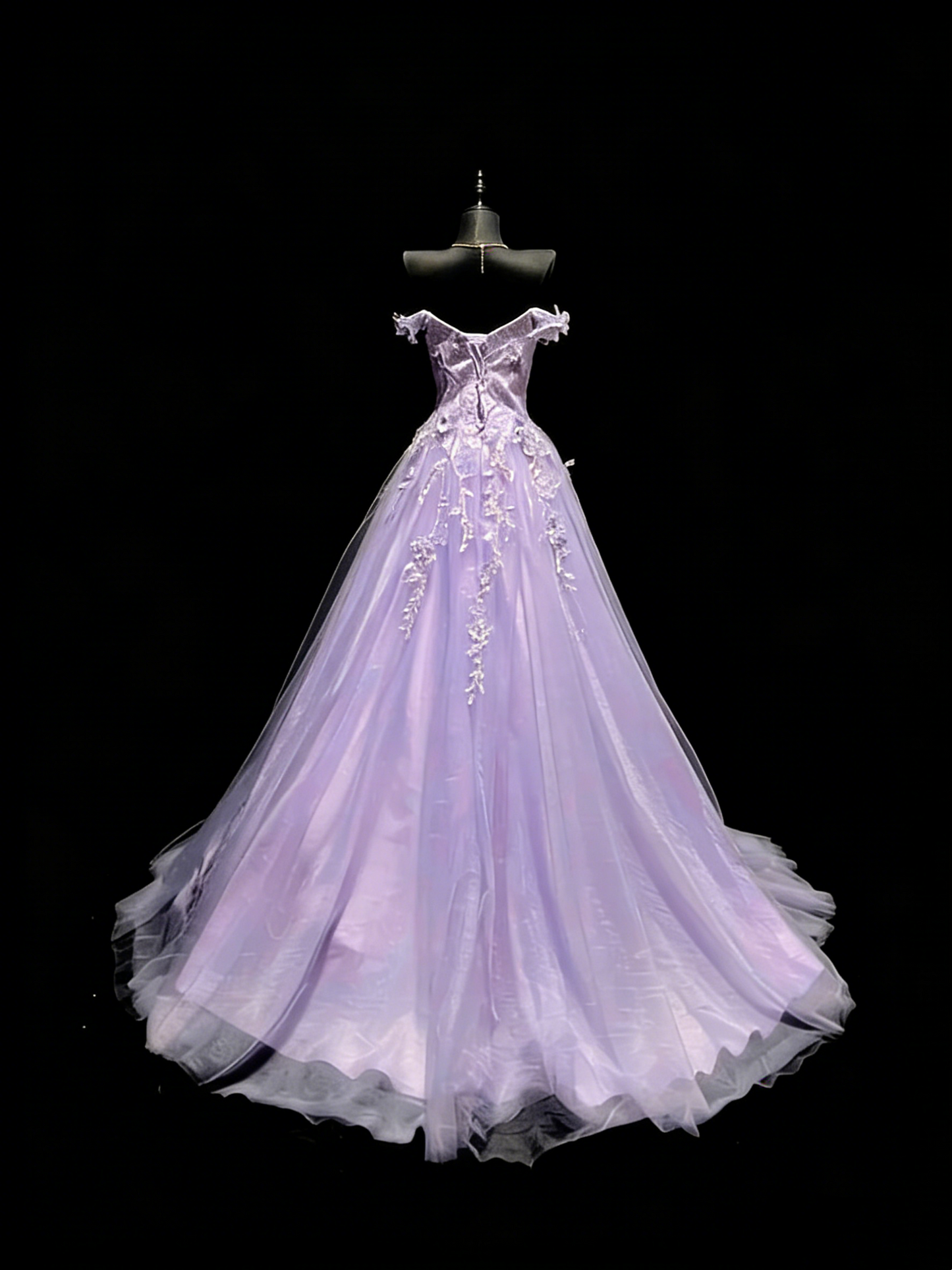 Princess Ball Gown Off The Shoulder Lilac Tulle Long Prom Dresses Evening Outfits Formal Dress N966