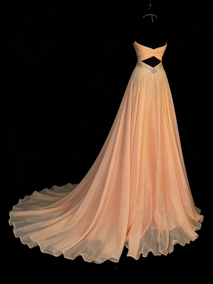 Vintage 2000s A Line Sweetheart Chiffon With Silver Beadings Long Prom Dresses Evening Outfits Formal Dress N975