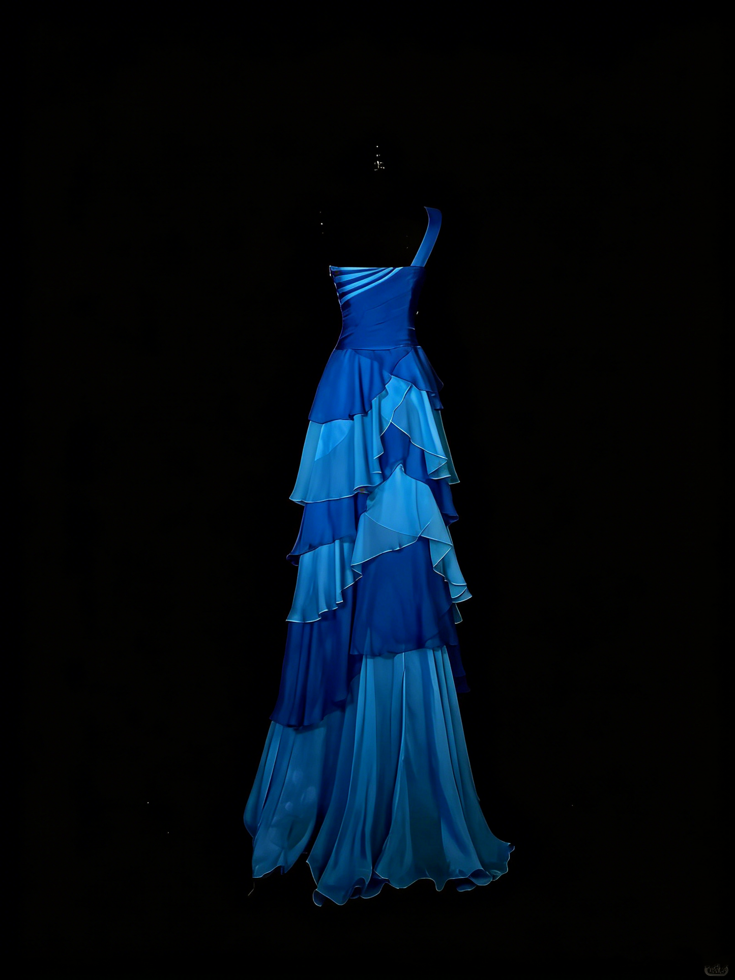 Unique A Line One Shoulder Chiffon Royal Blue 1950s With Layers Long Prom Dresses Party Dress 18th Birthday Outfits N967