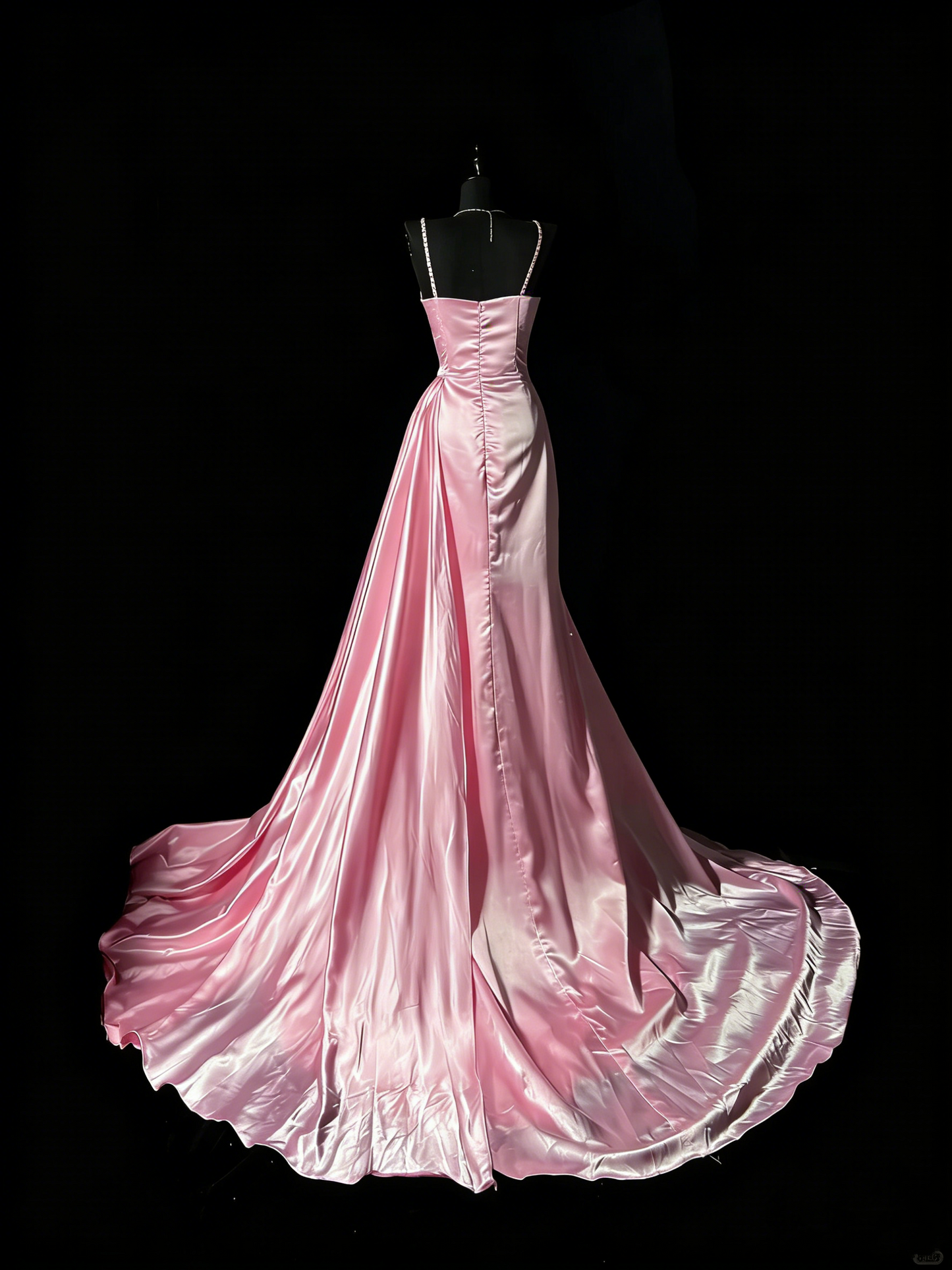 Unique Mermaid Spaghetti Straps Pink Satin Vintage 1950s Long Prom Dresses Party Dress 18th Birthday Outfits N978