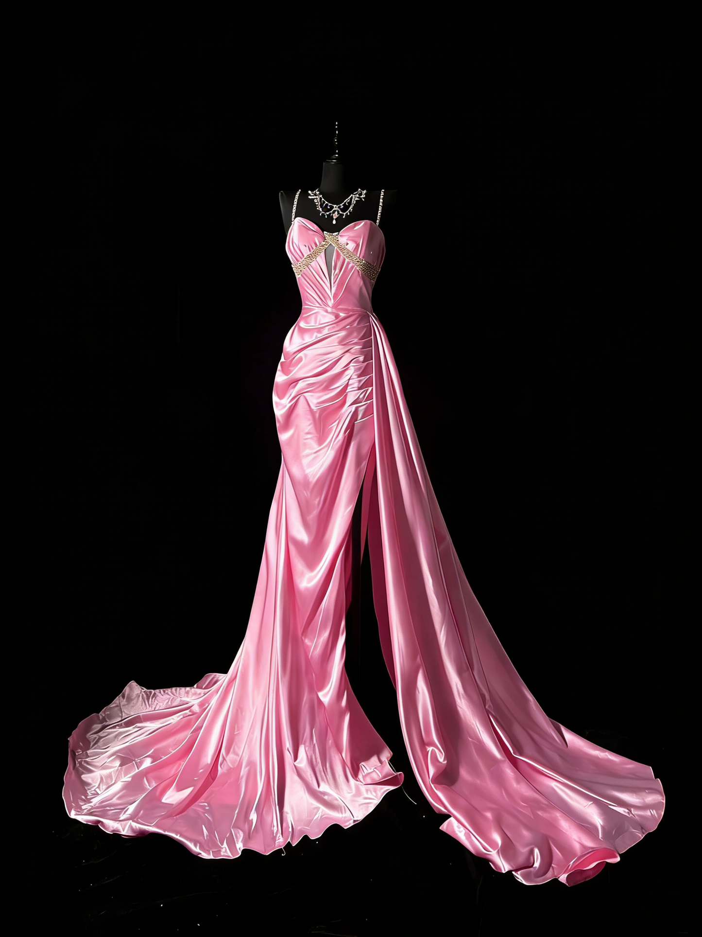 Unique Mermaid Spaghetti Straps Pink Satin Vintage 1950s Long Prom Dresses Party Dress 18th Birthday Outfits N978