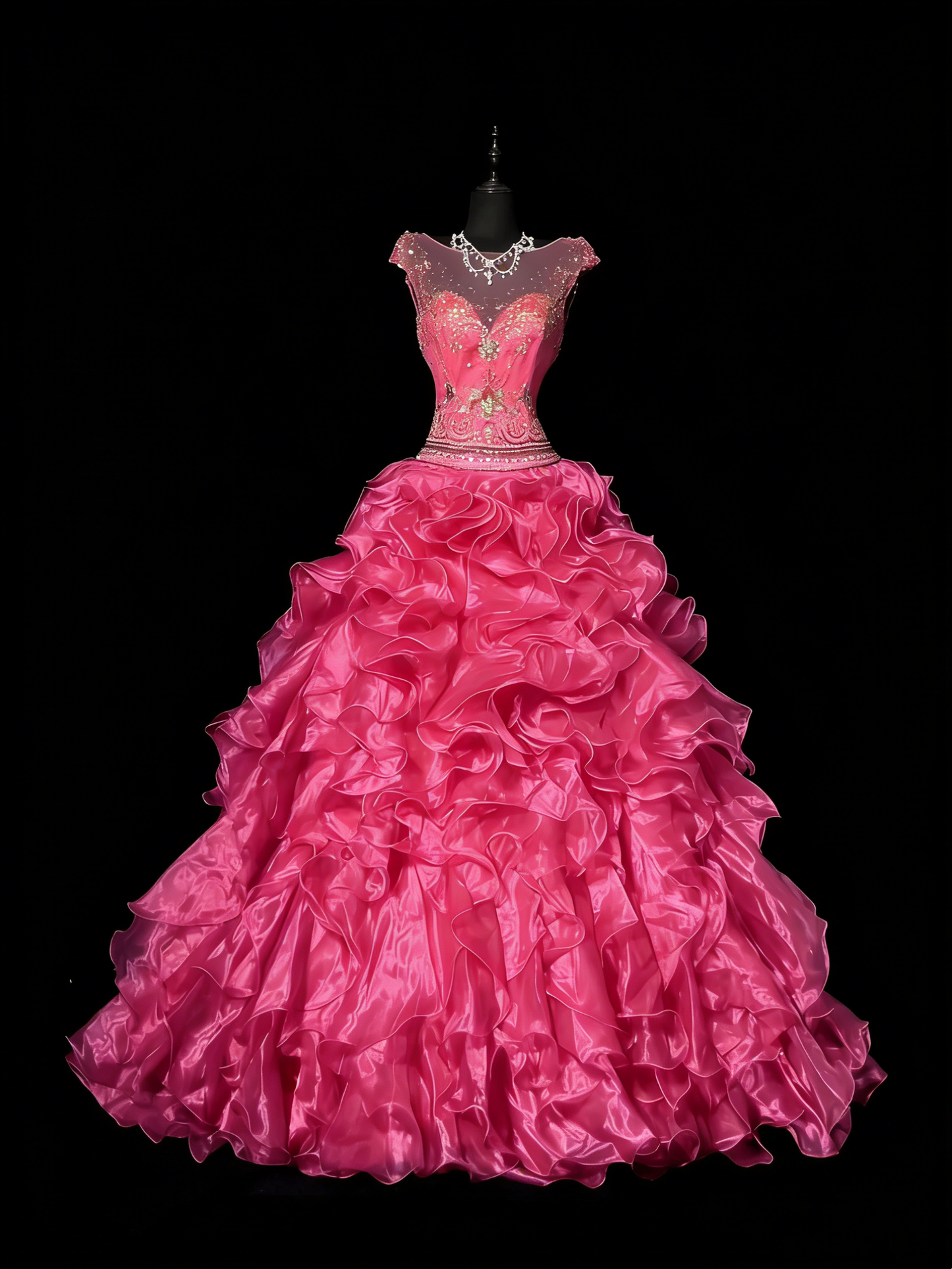 Princess Ball Gown Scoop Pink Sleeveless With Beaded Long Backless Quinceanera Dresses Sweet 15 16 Birthday Outfits N984