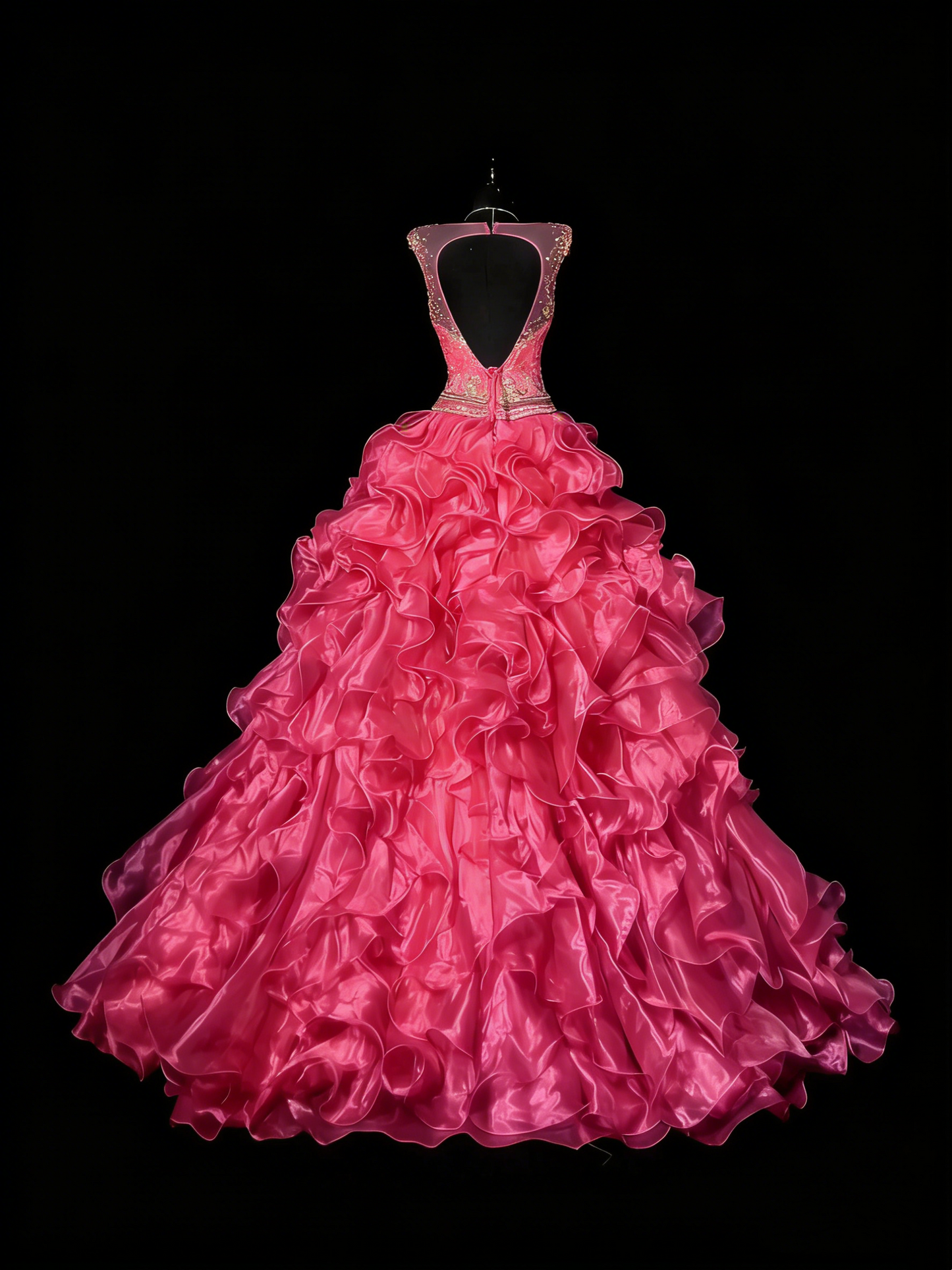 Princess Ball Gown Scoop Pink Sleeveless With Beaded Long Backless Quinceanera Dresses Sweet 15 16 Birthday Outfits N984