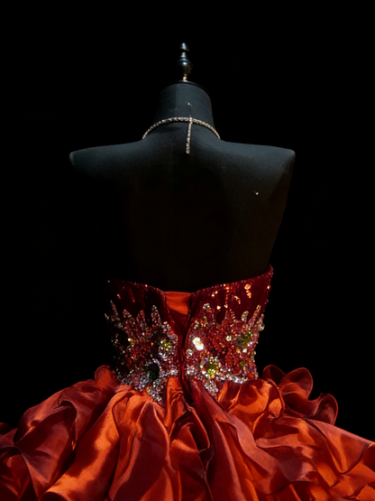 Princess Ball Gown Sweetheart Burgundy Corset Back Tiered Ruffles Long Prom Dresses Evening Outfits Formal Dress N990