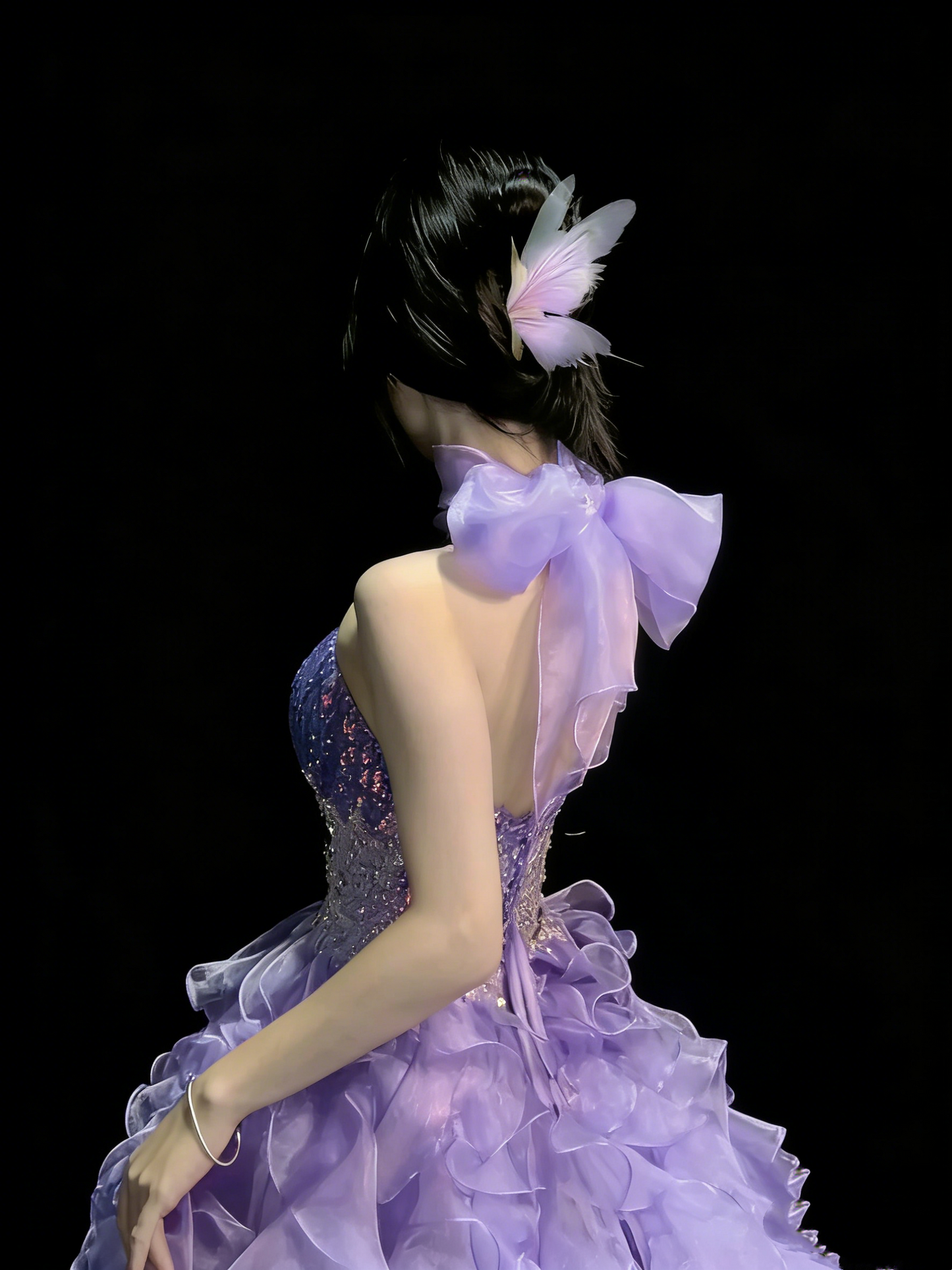 Princess Ball Gown Sweetheart Lilac Corset Fitted Back Tiered Ruffles Long Prom Dresses Evening Outfits Formal Dress N991