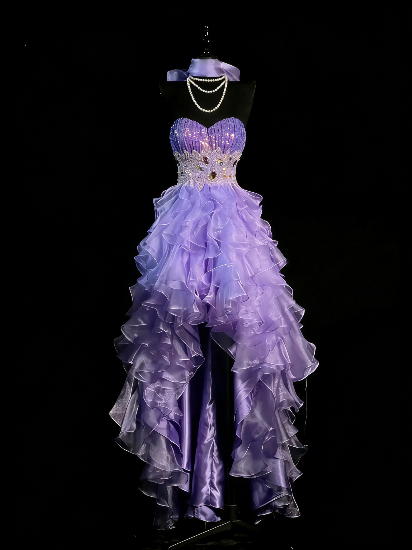 Princess Ball Gown Sweetheart Lilac Corset Fitted Back Tiered Ruffles Long Prom Dresses Evening Outfits Formal Dress N991