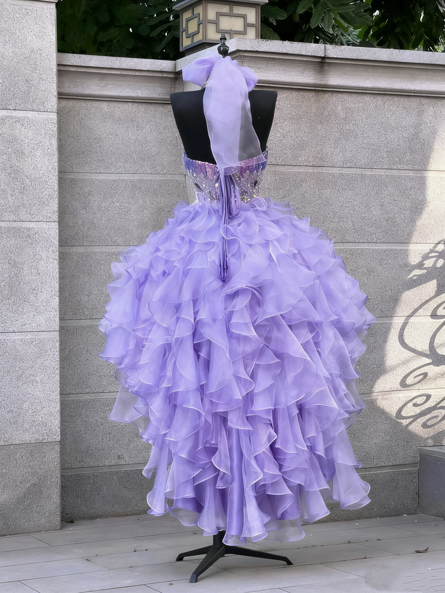 Princess Ball Gown Sweetheart Lilac Corset Fitted Back Tiered Ruffles Long Prom Dresses Evening Outfits Formal Dress N991