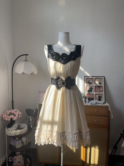Vintage A Line Square Neck Champagne Chiffon With Flowers 16th Birthday Homecoming Dress Graduation Outfits RB6800