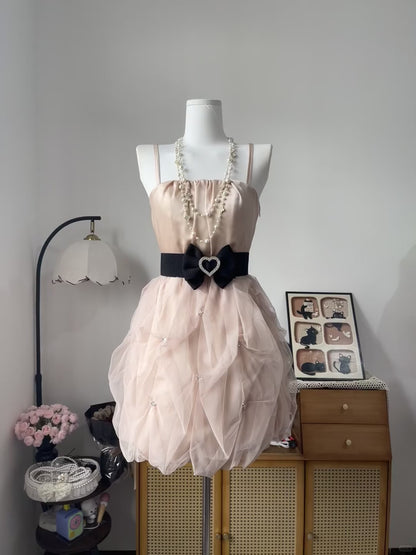 Vintage A Line Spaghetti Strap Pink Chiffon 16th Birthday Homecoming Dress Graduation Outfit RB6786