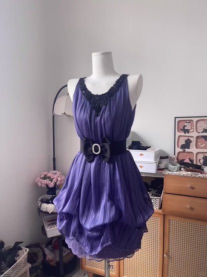 Vintage A Line V Neck Grape With Black Lace 16th Birthday Homecoming Dress Graduation Outfits RB6801
