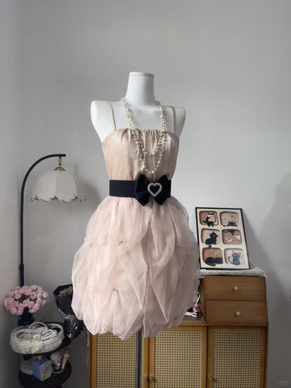 Vintage A Line Spaghetti Strap Pink Chiffon 16th Birthday Homecoming Dress Graduation Outfit RB6786
