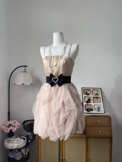 Vintage A Line Spaghetti Strap Pink Chiffon 16th Birthday Homecoming Dress Graduation Outfit RB6786