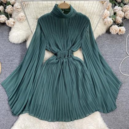High Neck Chiffon Long Sleeve Dress RF0004