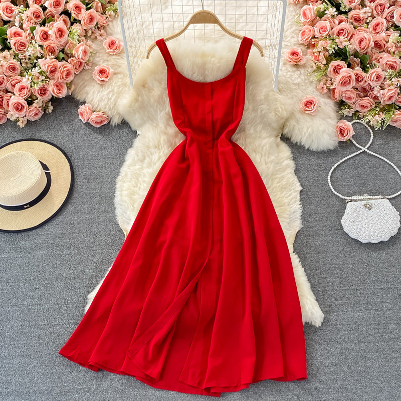 Red Chiffon Short A Line Dress Fashion Dress RF0375
