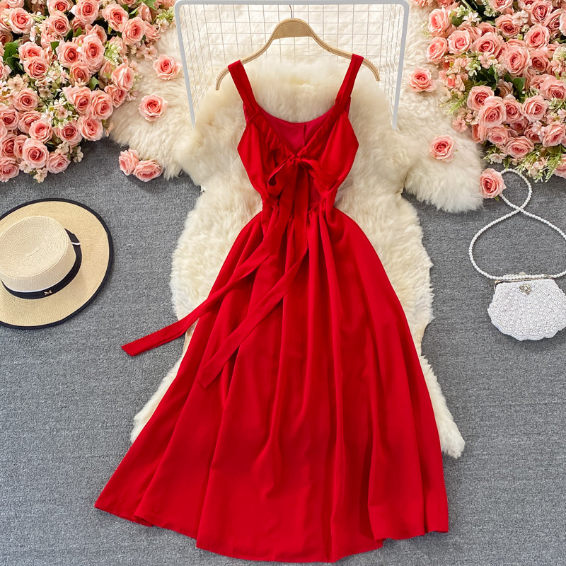 Red Chiffon Short A Line Dress Fashion Dress RF0375