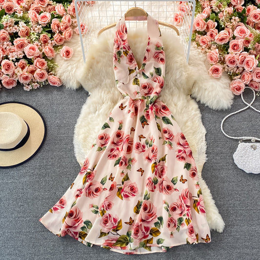 Cute Floral Short A Line Dress Fashion Dress RF0374