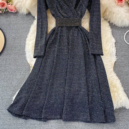 Elegant V Neck Long Sleeve Dress Fashion Dress RF0373