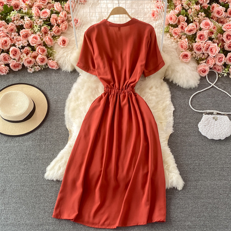 Simple Chiffon A Line Dress Fashion Dress RF0372