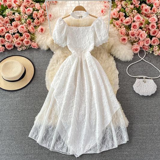 White A Line Irregular Dress Fashion Dress RF0371