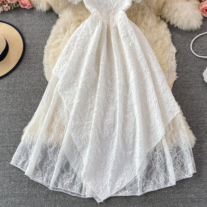 White A Line Irregular Dress Fashion Dress RF0371