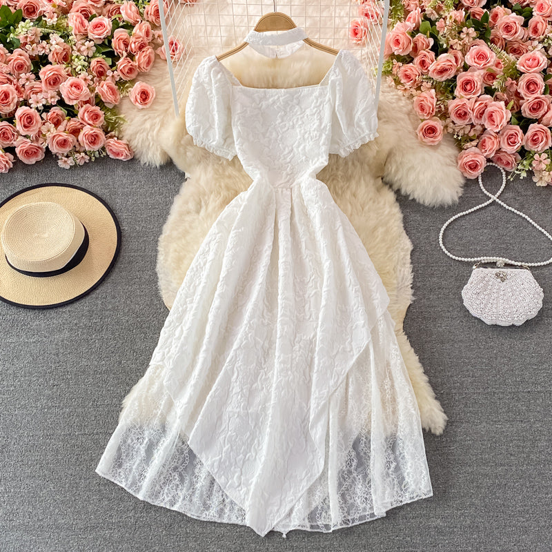 White A Line Irregular Dress Fashion Dress RF0371