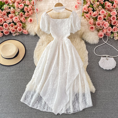 White A Line Irregular Dress Fashion Dress RF0371