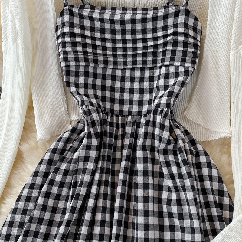 Cute Plaid Two-piece Dress RF0370