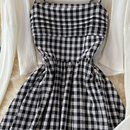 Cute Plaid Two-piece Dress RF0370