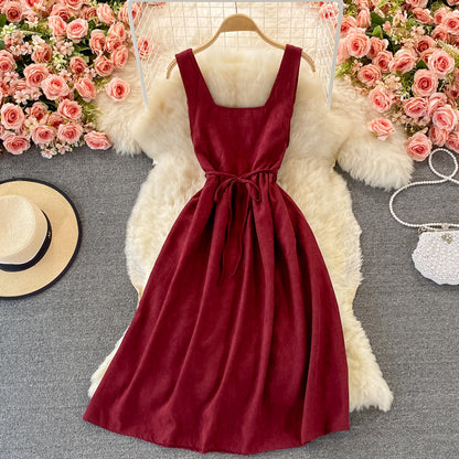 Lovely Corduroy A Line Dress Fashion Dress RF0367
