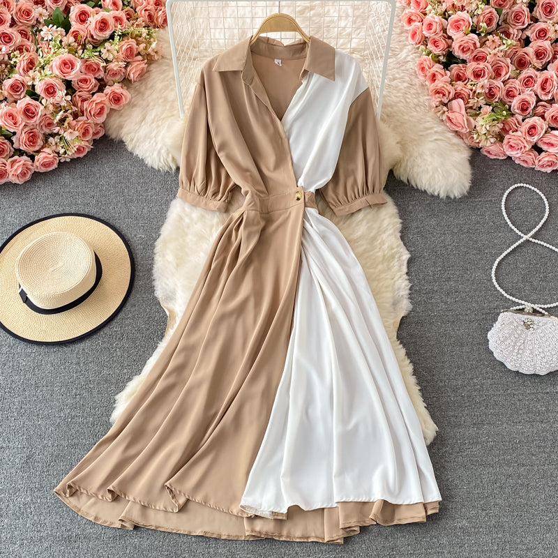 Cute A Line Color Block Dress RF0359