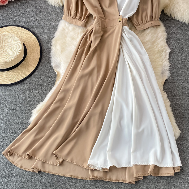 Cute A Line Color Block Dress RF0359