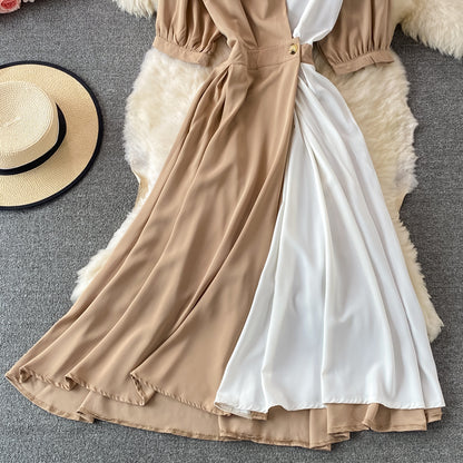 Cute A Line Color Block Dress RF0359
