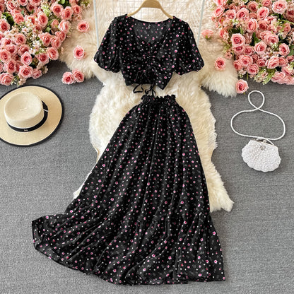 Cute A Line Floral Dress Two Pieces Dress RF0358