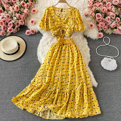Cute A Line Floral Dress Two Pieces Dress RF0358