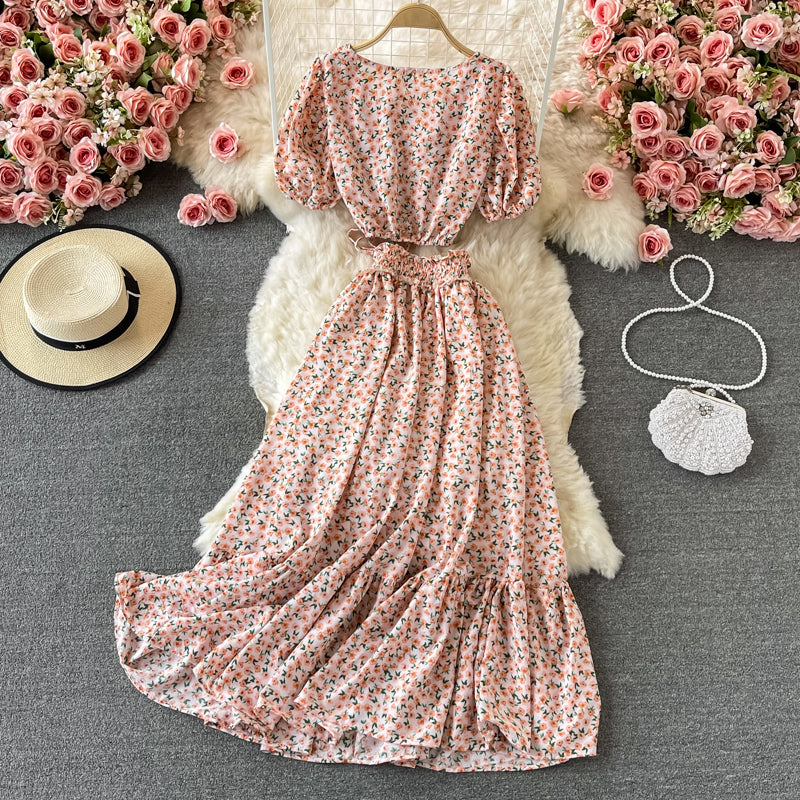 Cute A Line Floral Dress Two Pieces Dress RF0358