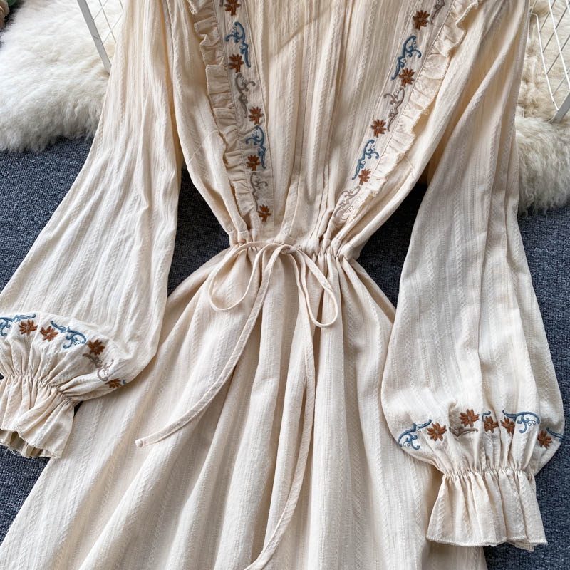 Cute A Line Embroidered Long Sleeve Dress RF0355