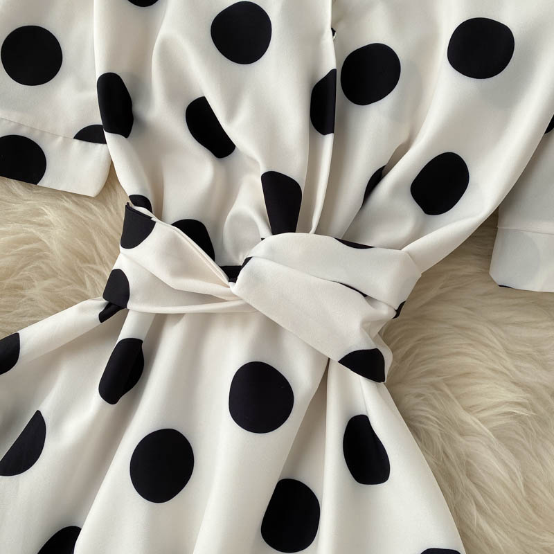 Cute Polka Dot V Neck Short Dress Fashion Dress RF0352