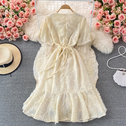 Champagne V Neck Short Dress Fashion Dress RF0348