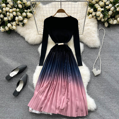 Simple Knitted Gradient Dress Fashion Dress RF0339