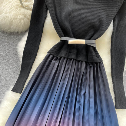 Simple Knitted Gradient Dress Fashion Dress RF0339