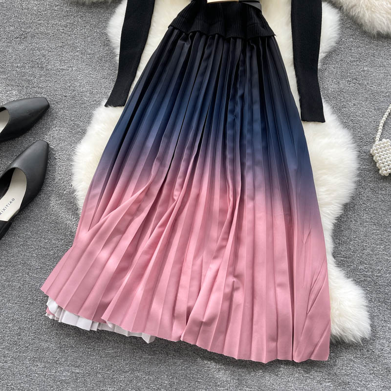 Simple Knitted Gradient Dress Fashion Dress RF0339