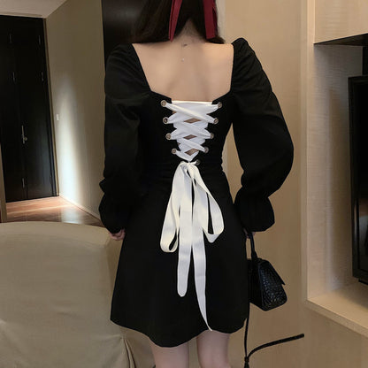 Black A Line Long Sleeve Dress Black Dress RF0329