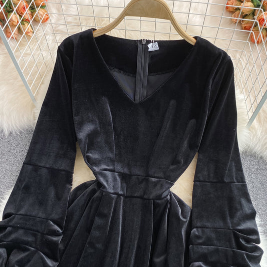 Black V Neck Short Dress Black Fashion Dress RF0326