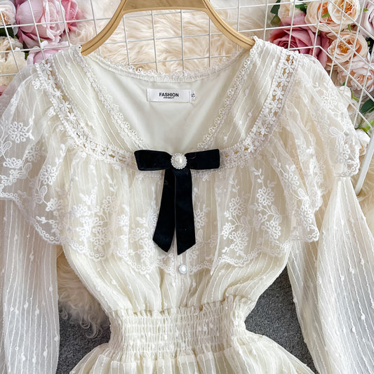 Cute Long Sleeve Lace Dress Fashion Dress RF0324