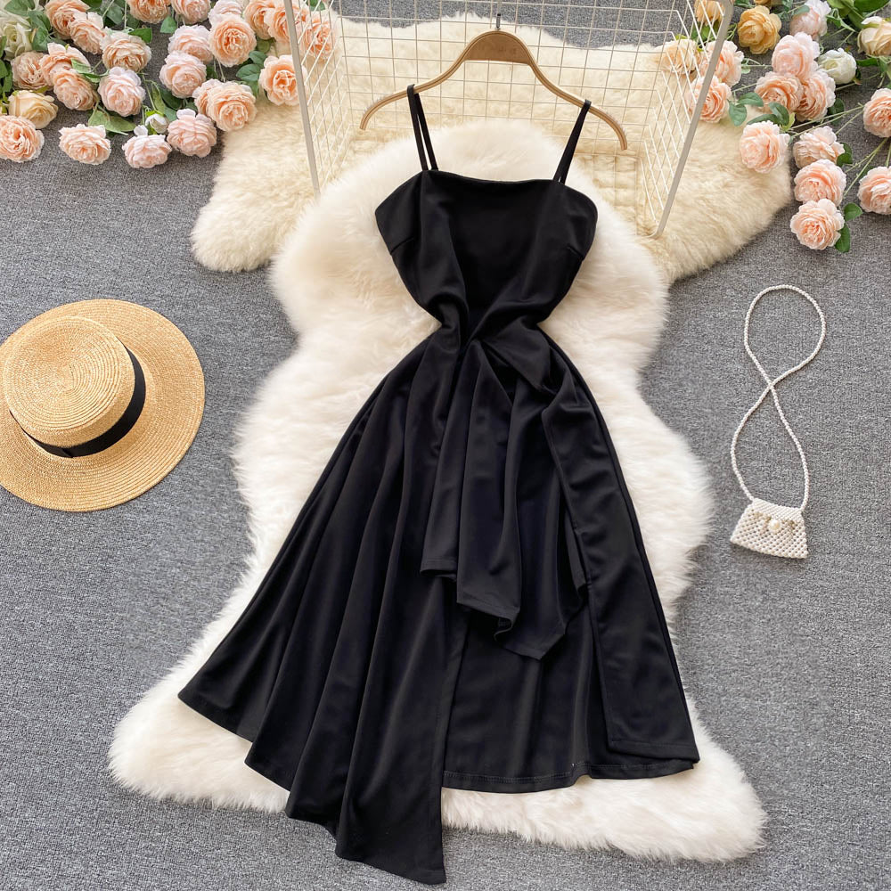 Black A Line Irregular Dress Fashion Dress RF0321