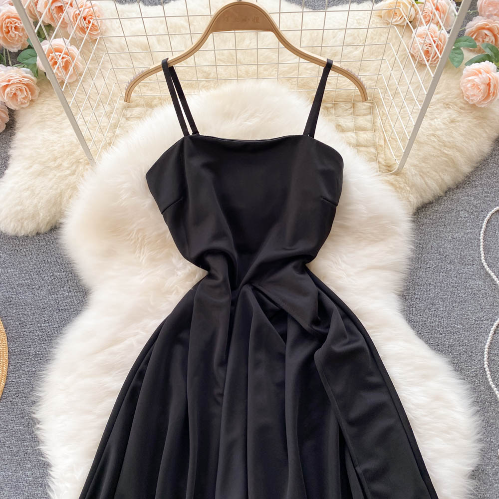 Black A Line Irregular Dress Fashion Dress RF0321